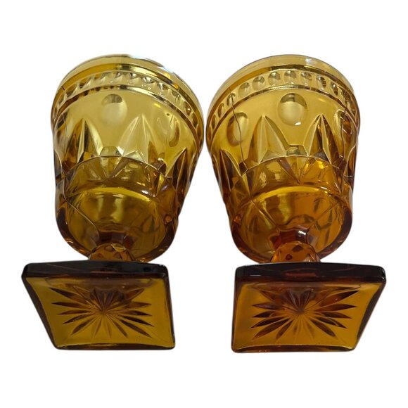 Indiana Glass Park Lane Amber Goblets – Colony Brand – Set of 2 – Vintage Presse - Picture 4 of 5
